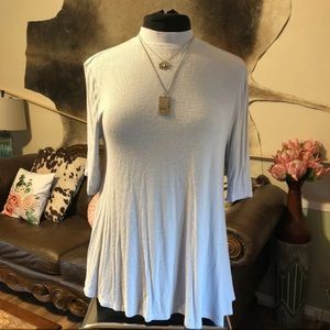 High neck super soft tunic tee baby blue